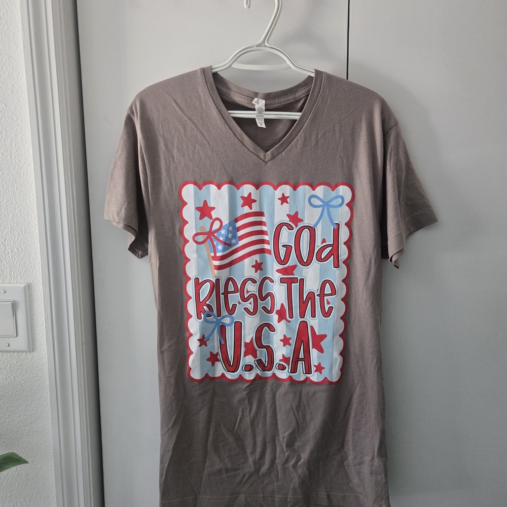 God Bless The U.S.A. Short Sleeve Tee - Taupe